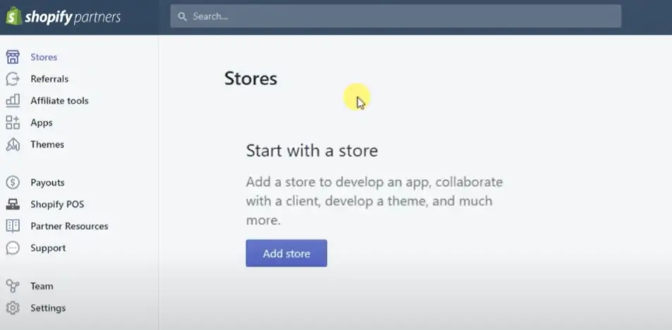 Create Shopify Development Store Page